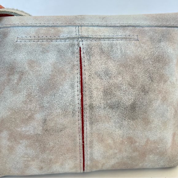 HAMMITT VIP Gray w Pewter Silver Suede Distressed Flap Strap Medium Crossbody - Picture 16 of 16